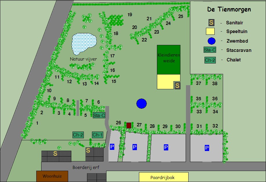 Tienmorgen Plattegrond Van Het Kampeerterrein